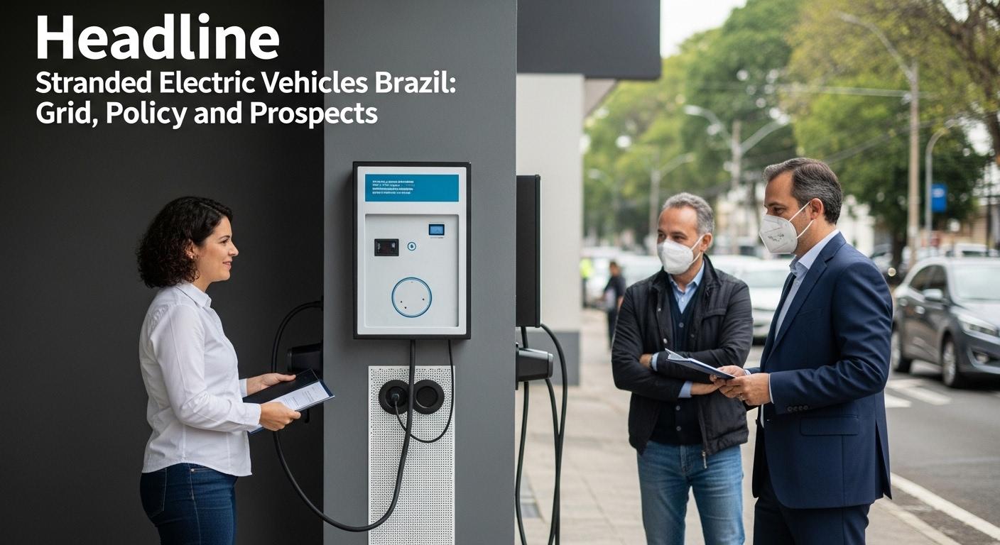 EV charging station in a Brazilian city with several cars charging.