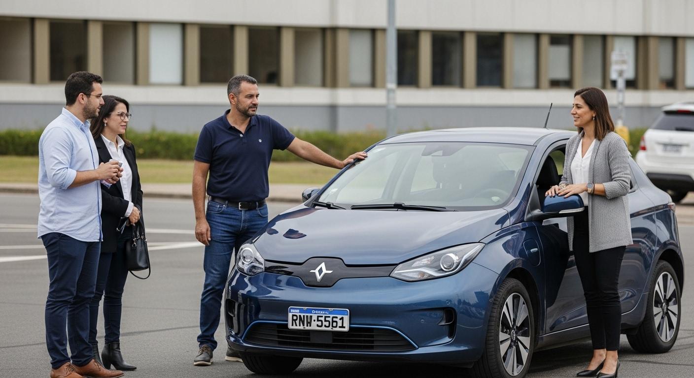 EV charging station in a Brazilian city with several cars charging.