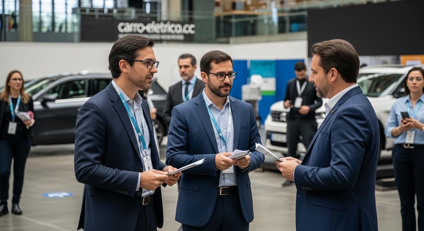 Brazilian city with electric vehicles and Cellebrite-themed digital interface in foreground
