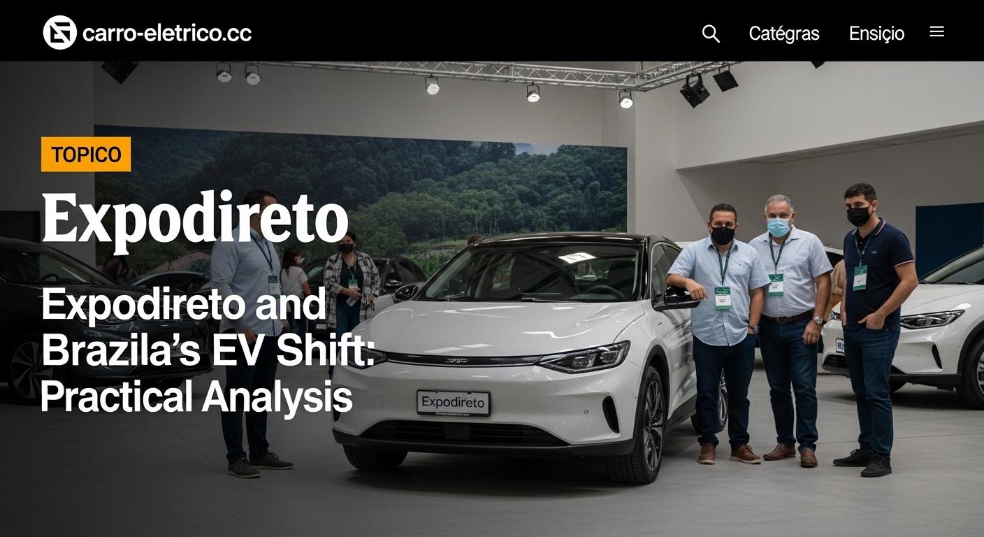 Electric tractors and charging infrastructure at a Brazilian agribusiness expo, illustrating the EV shift in agriculture