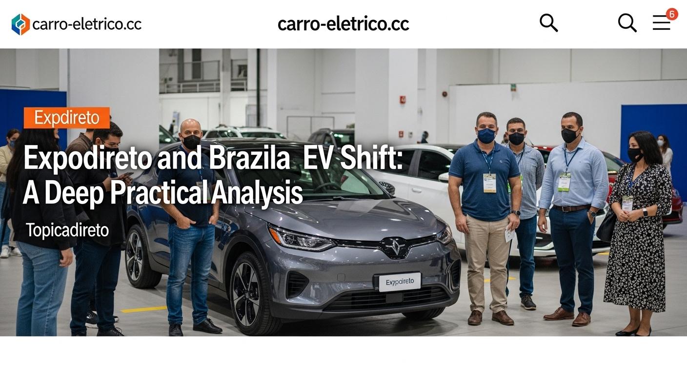 Electric tractors and charging infrastructure at a Brazilian agribusiness expo, illustrating the EV shift in agriculture