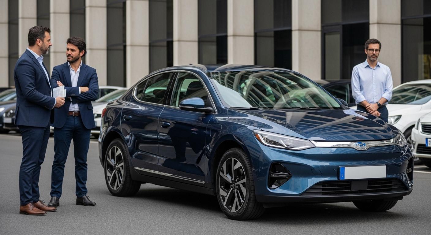 EV charging stations in a Brazilian city at dusk, signaling cautious planning around electric vehicles